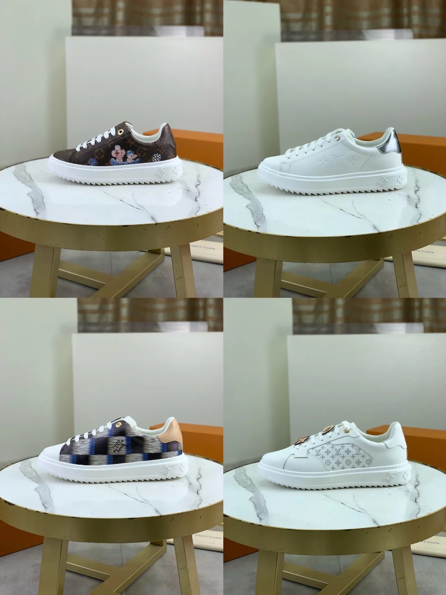 Factory price P700 💶 Top version [LOUIS VUITTON] Couple 🧑‍🤝‍🧑 Craftsman style Counter series (original order) New style 🍀LV Louis Vuitton - top version LV classic high-top trendy shoes! Made of imported original craft calfskin, original breathable lining, and original wear-resistant, lightweight, high-end TPU outsole! High quality products! 3️⃣ colors available, code numbers: female 35-39, male 39-44 (female 40, male 45 46 customized)